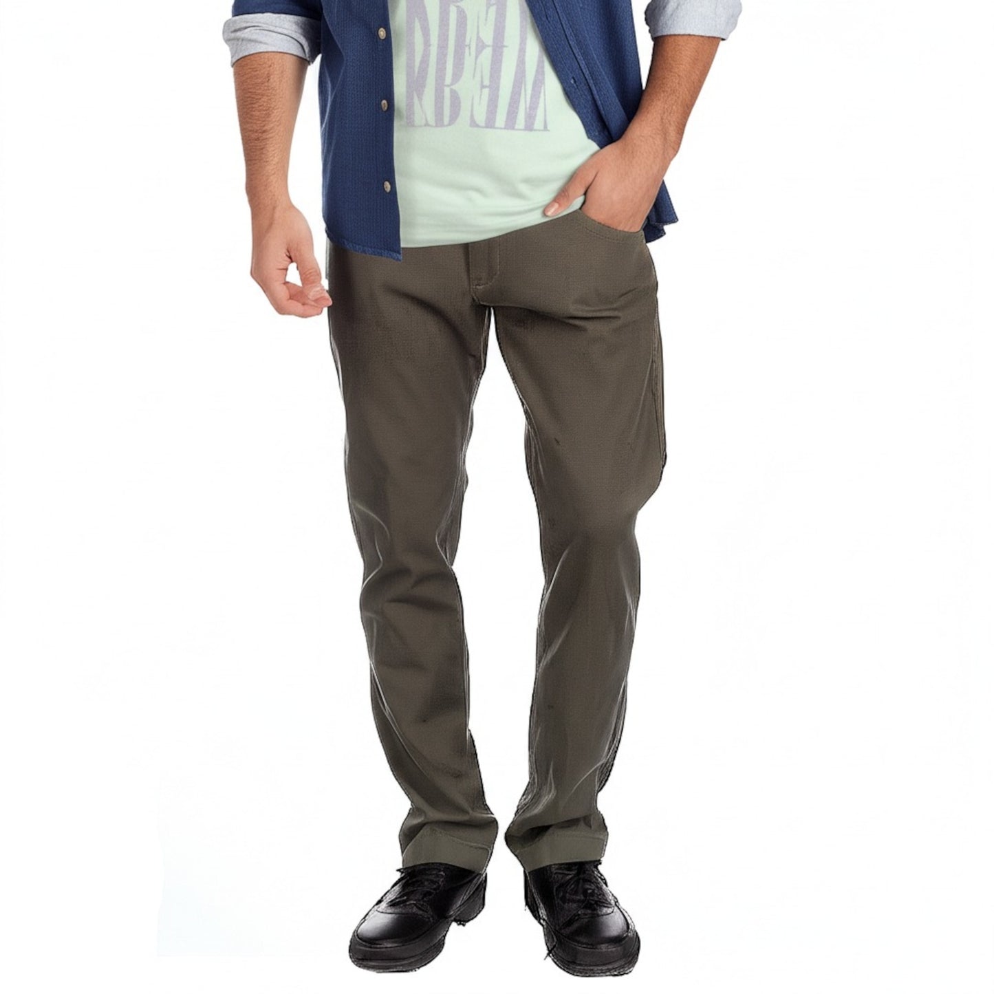 Alfani Men's Surplus Cotton Slim Fit Flat Front Chambray Pants (Surplus)