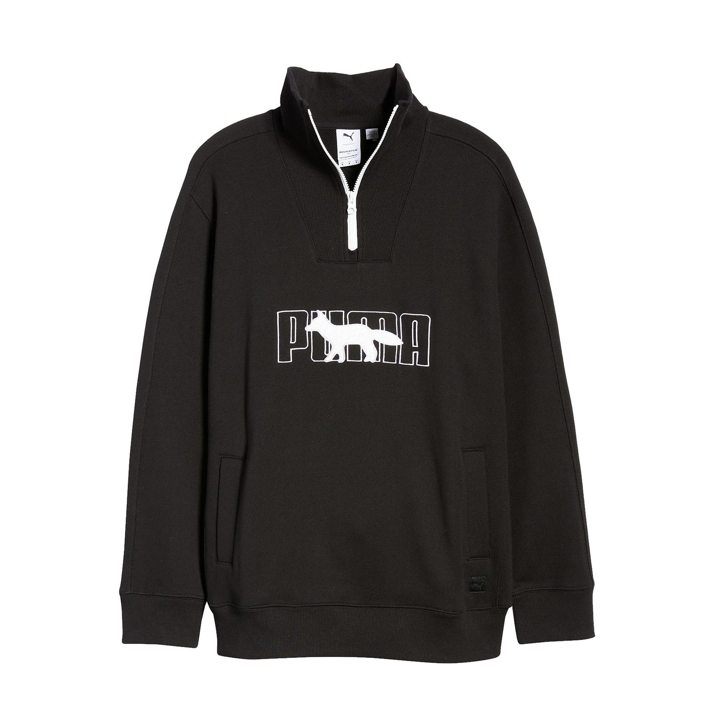 Puma x Maison Kitsune Fox Logo Men's Black Half Zip Sweatshirt