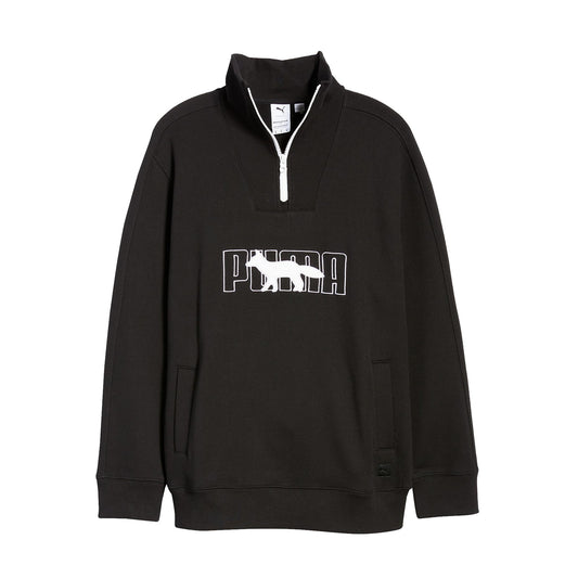 Puma x Maison Kitsune Fox Logo Men's Black Half Zip Sweatshirt
