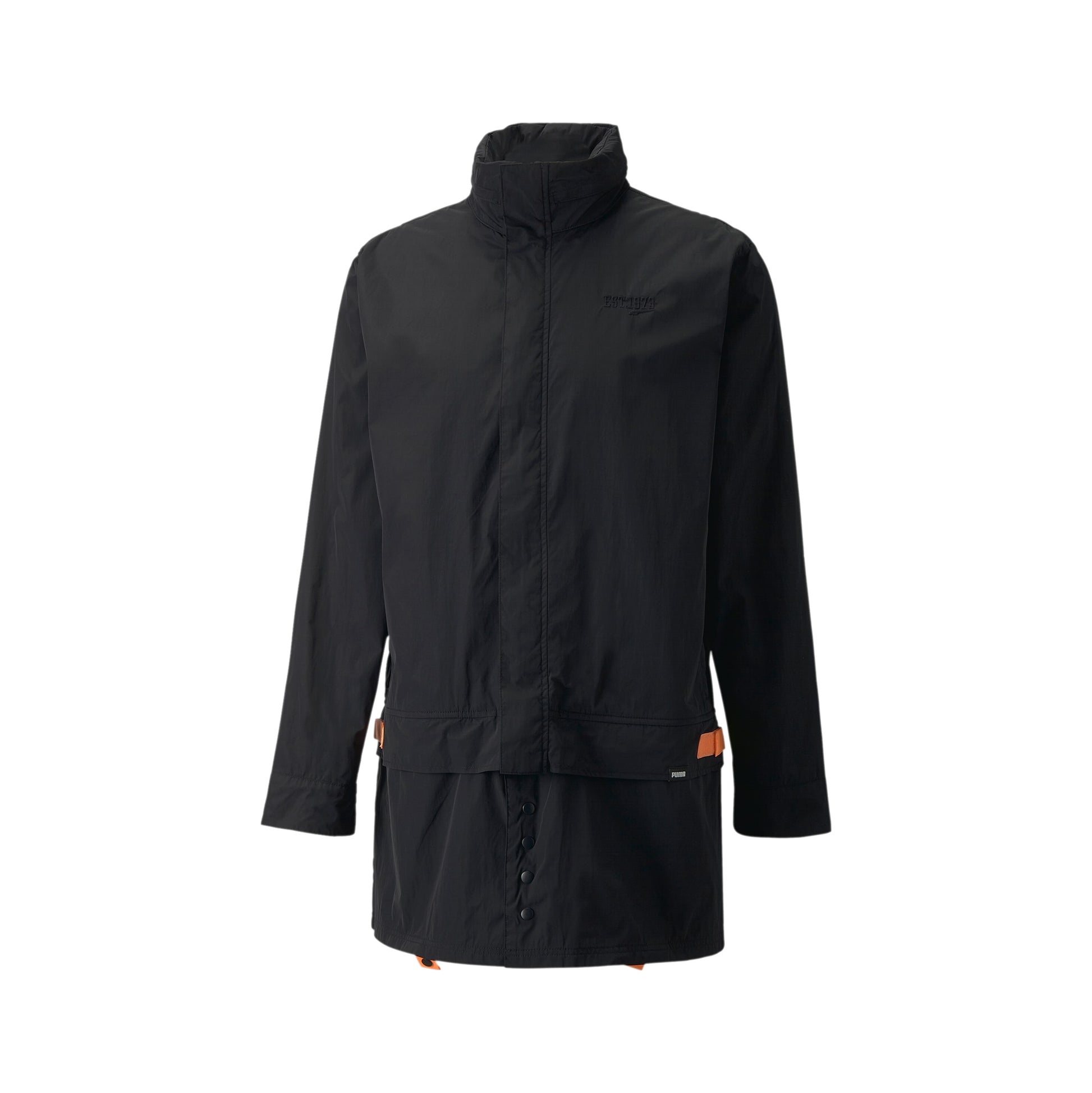 Puma Men's Black Top Of The Key Basketball Adjustable Length Long Jacket