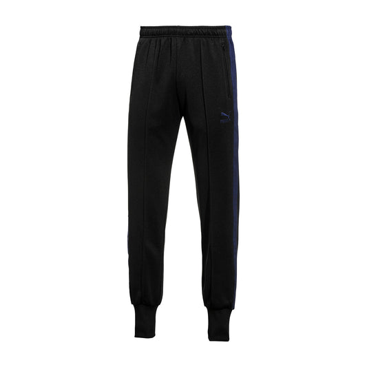 PUMA Poggy S Mens Black/Blue Joggers Track Pants Sweatpants