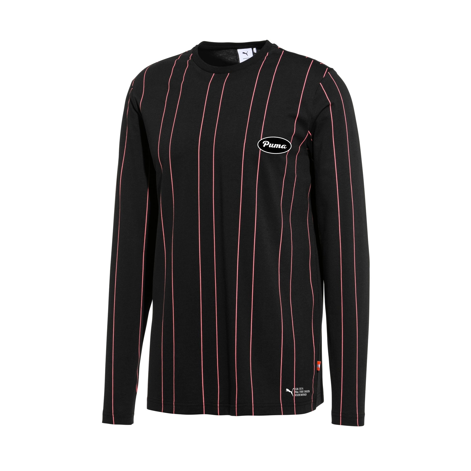 Puma Local 91074 Men's Black Long Sleeve Striped Crewneck T-Shirt