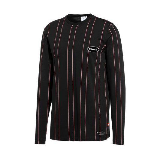 Puma Local 91074 Men's Black Long Sleeve Striped Crewneck T-Shirt