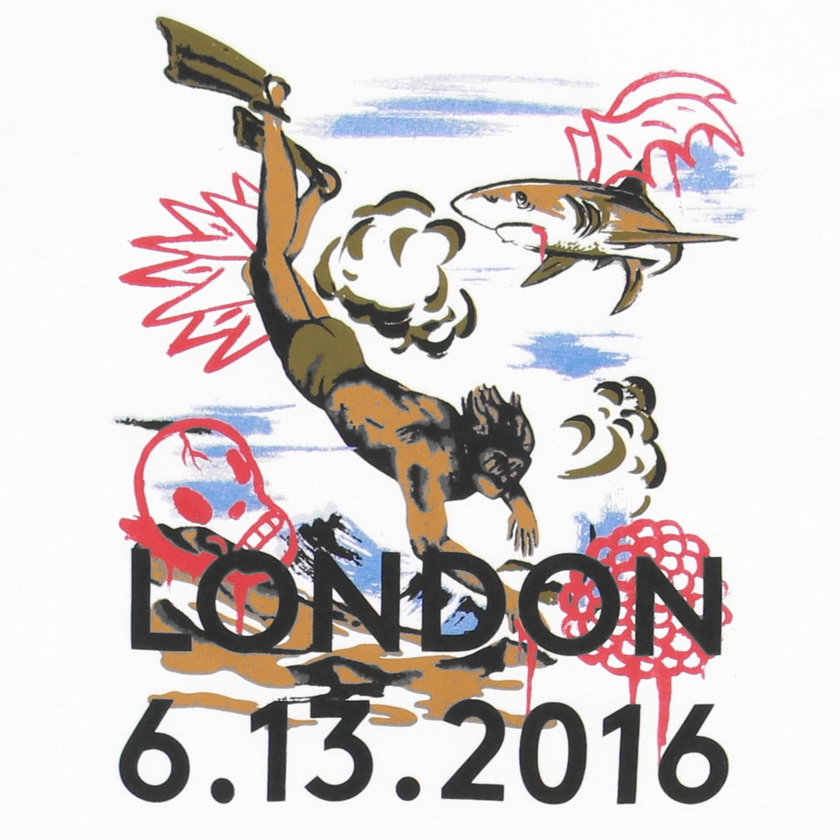 Coach Mens White Limited Edition Gary Baseman Wild Diver T-Shirt