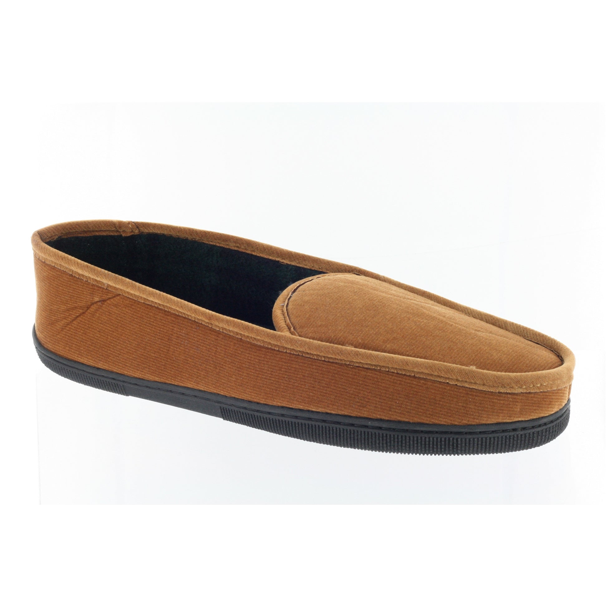 ISO Isotoner Corduroy Fleece Lined Brown Slip On Moccasin Slippers