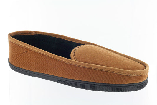 ISO Isotoner Corduroy Fleece Lined Brown Slip On Moccasin Slippers