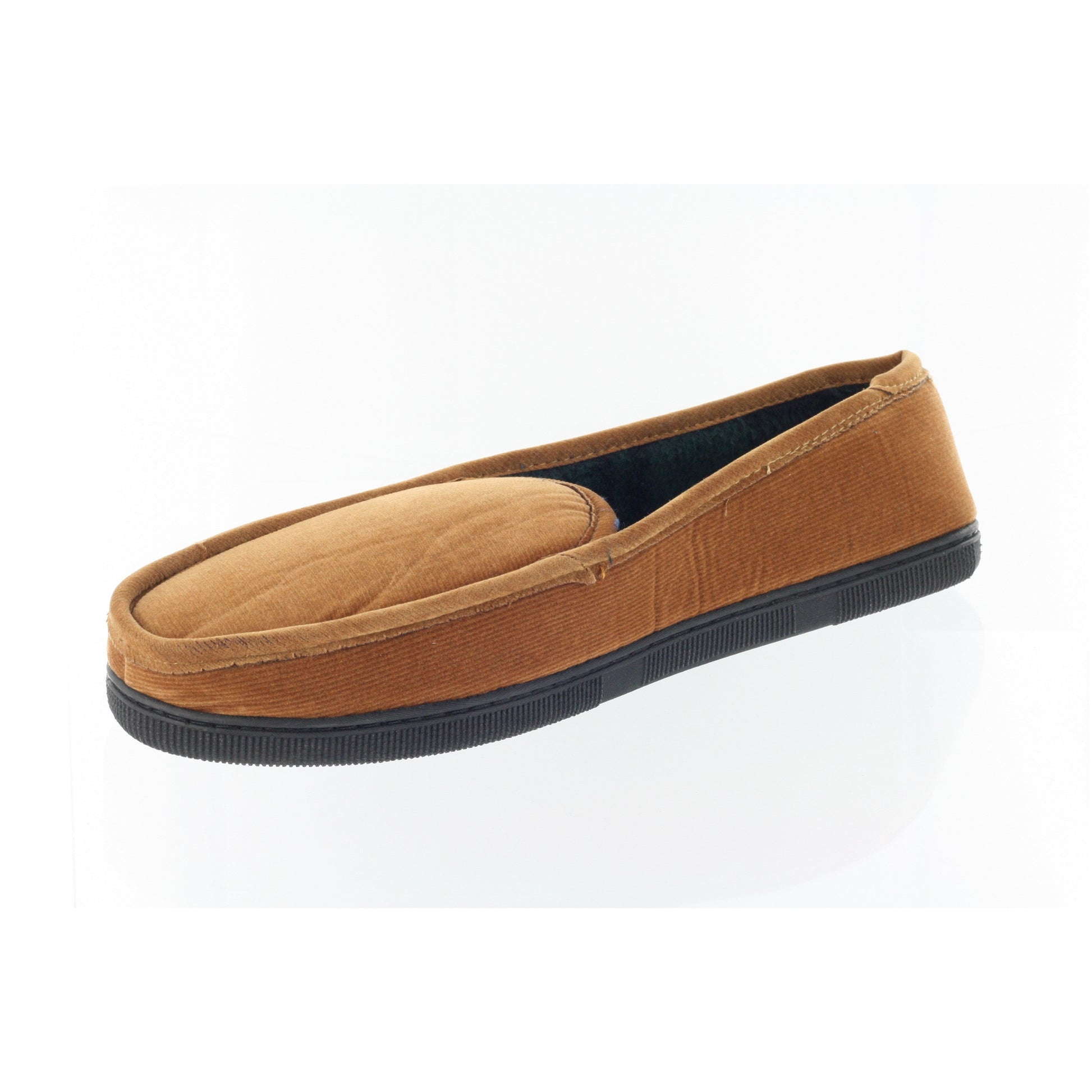 ISO Isotoner Corduroy Fleece Lined Brown Slip On Moccasin Slippers