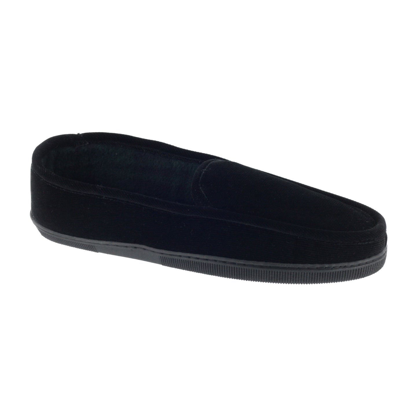 ISO by Isotoner Corduroy Fleece Lined Black Slip On Moccasin Slippers