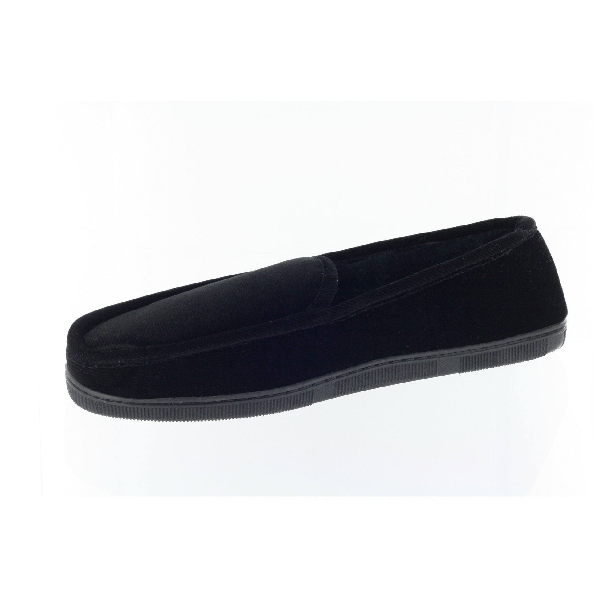 ISO by Isotoner Corduroy Fleece Lined Black Slip On Moccasin Slippers