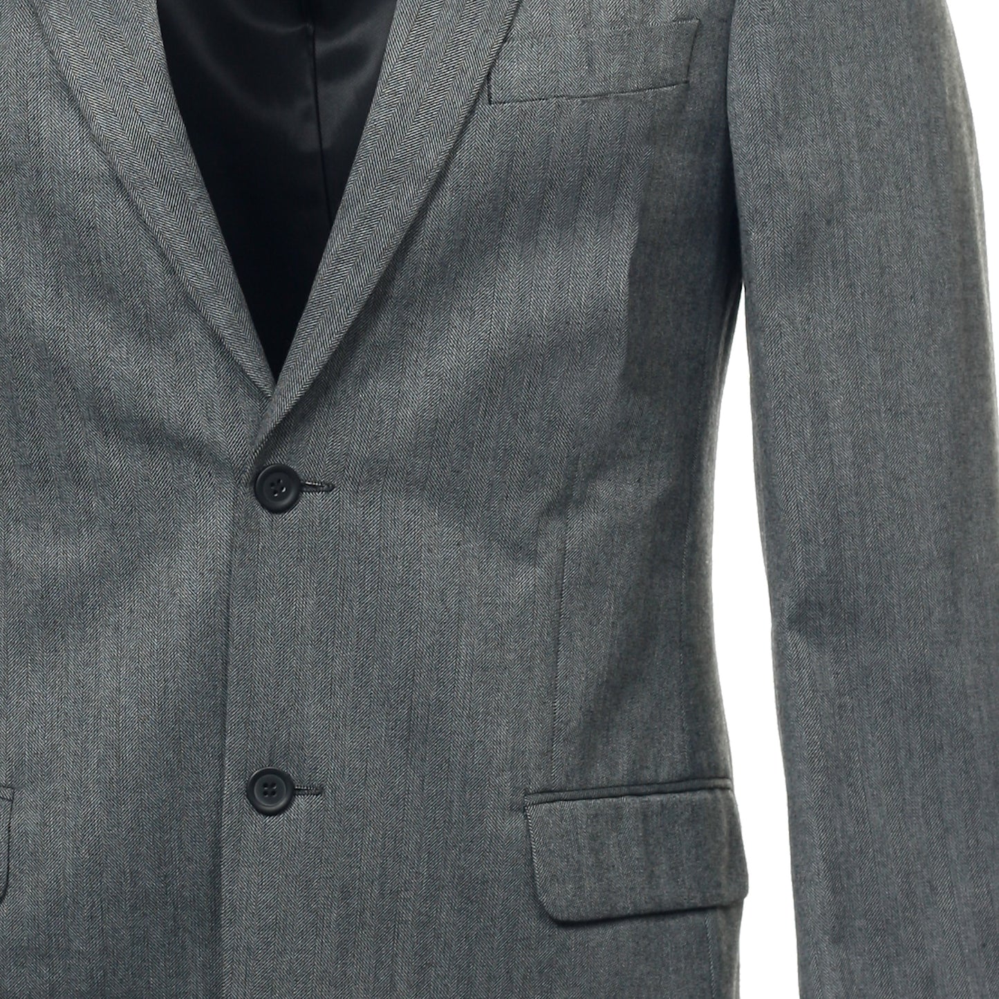 Andrew Fezza Mens Gray Herringbone Blazer 2 Button Sport Coat Jacket