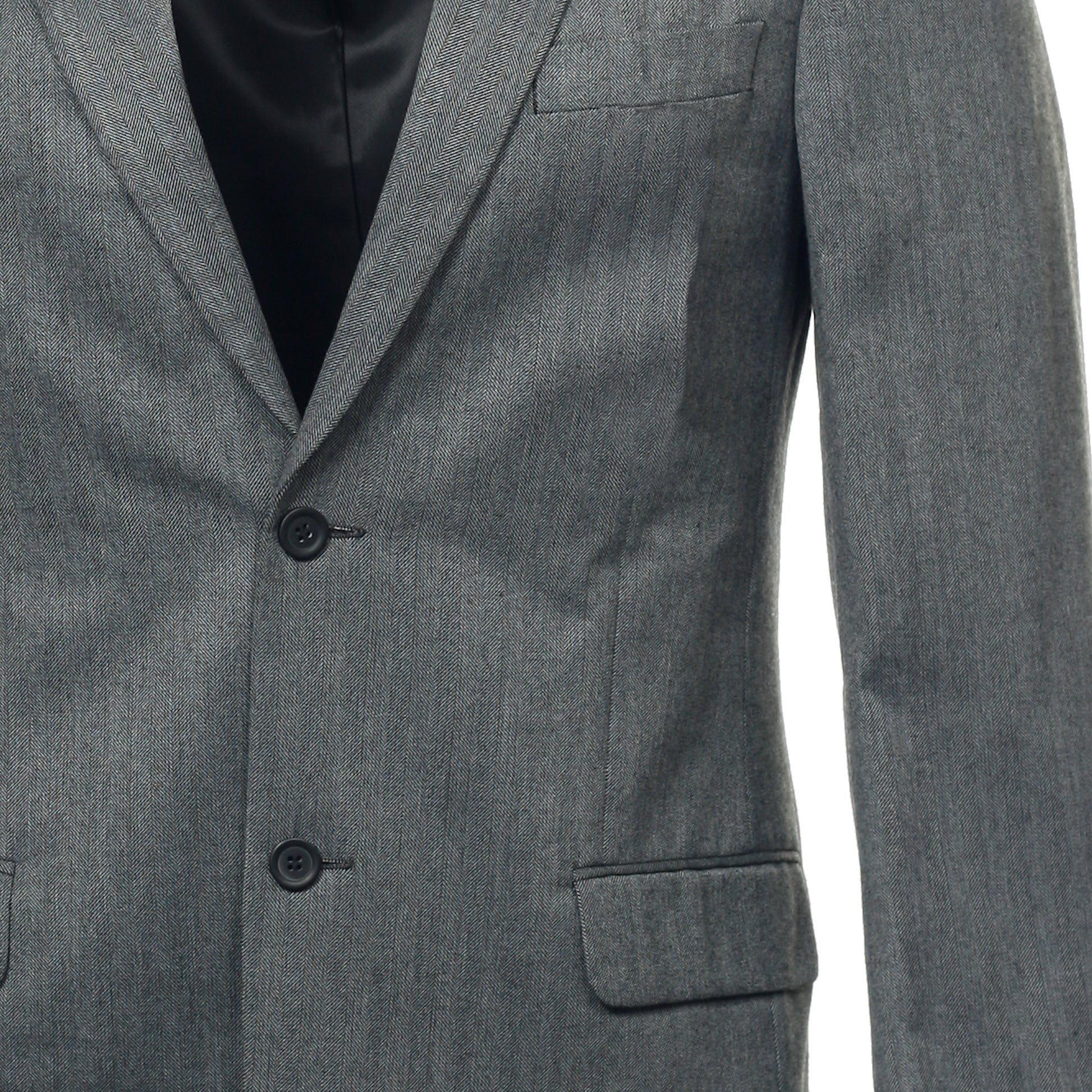 Andrew Fezza Mens Gray Herringbone Blazer 2 Button Sport Coat Jacket