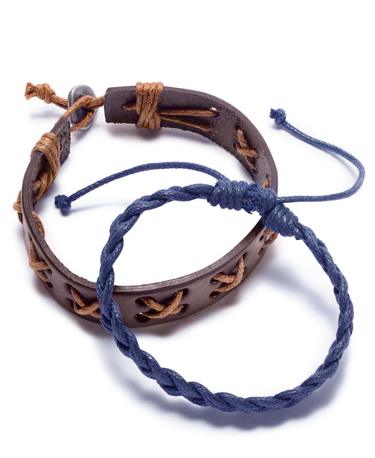 Rogue Accessories Men's Brown/Navy 2-Pc. Lander Bracelet