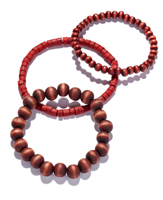 Rogue Accessories 3-Pc. Men's Brown Wooden Beaded Bracelets