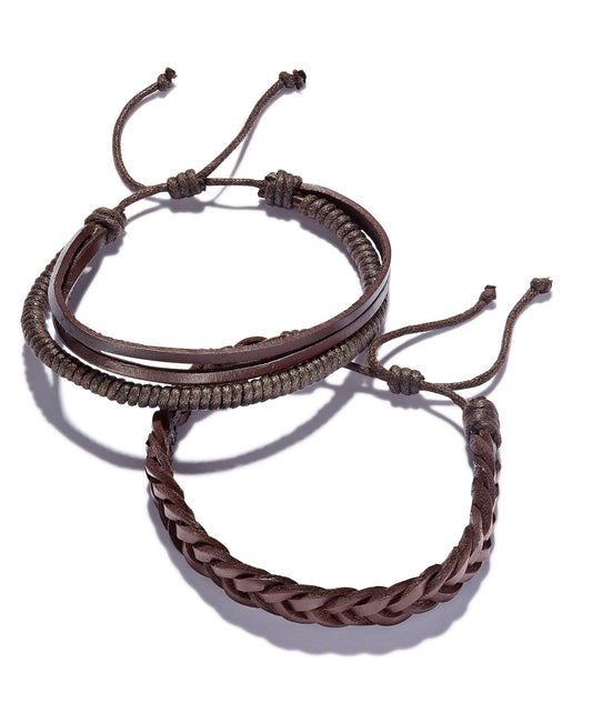 Rogue Accessories Men's Brown 3-Pc. Braided Bracelet