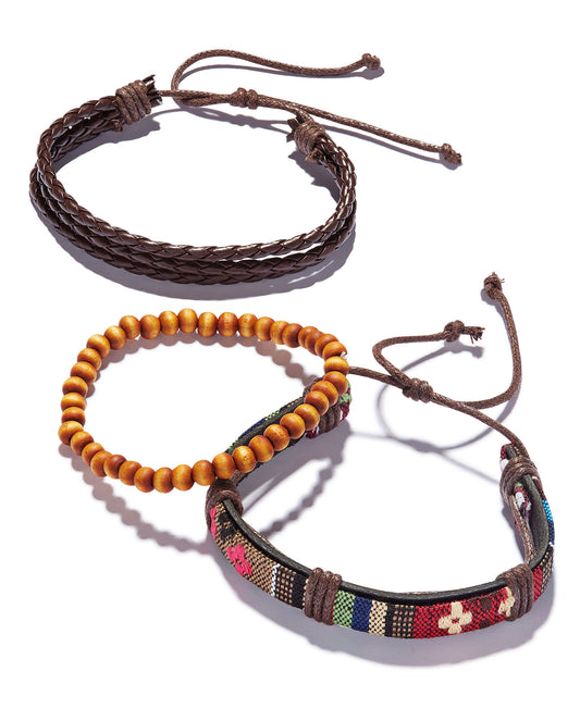 Rogue Accessories Men's Red/Brown 3-Pc. Bracelet Set