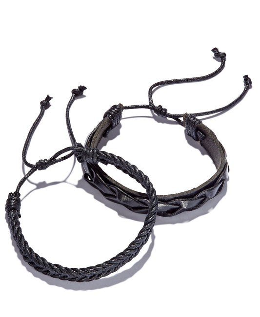 Rogue Accessories Men's Black 2-Pc. Braided Bracelet