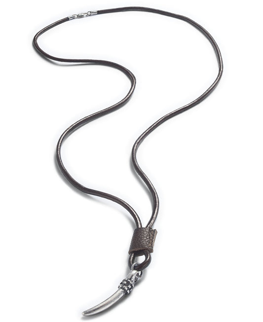 Rogue Accessories Men's Brown/Silver Keizer Metal Horn Necklace