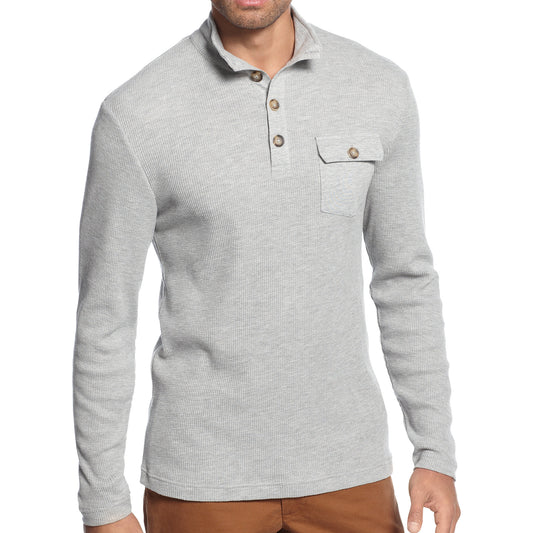 Club Room Mens Light Gray Heather Heather Mock Neck Sweater