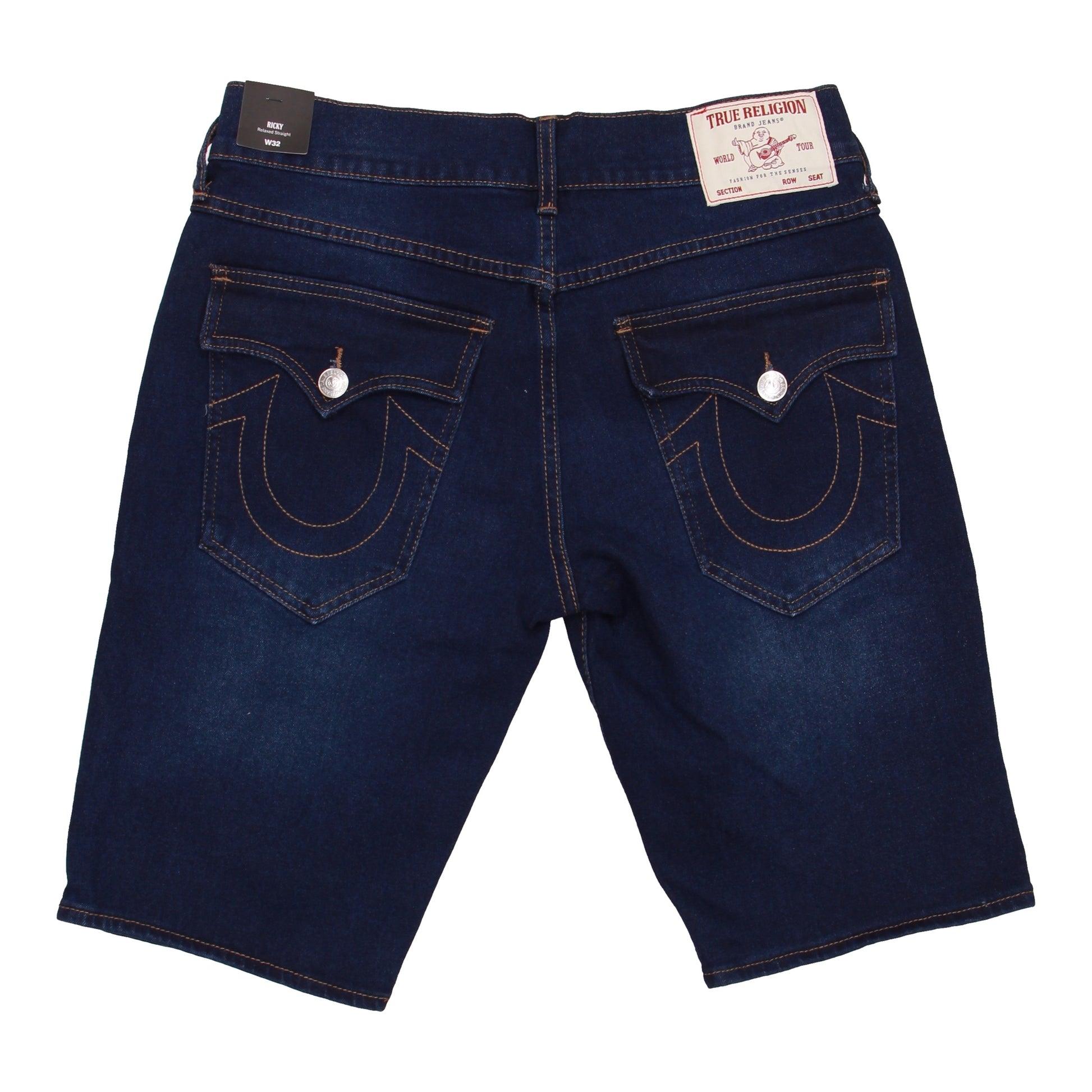 True Religion Men's Denim Ricky SN Flap Dark Midnight Wash Jean Shorts