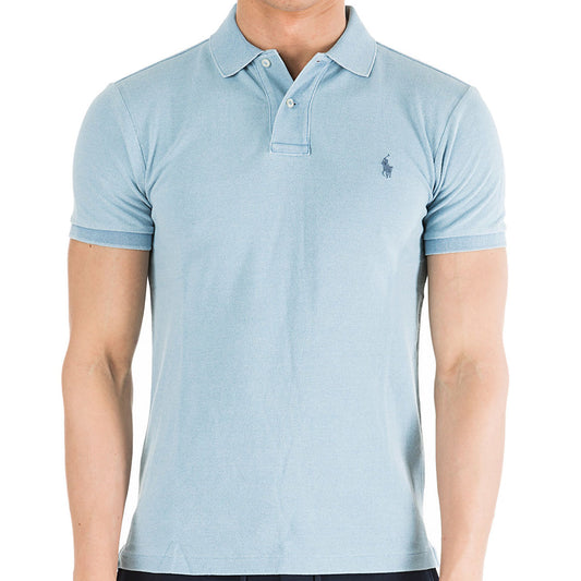 Polo Ralph Lauren Mens Light Blue Cotton Slim Fit Polo Shirt