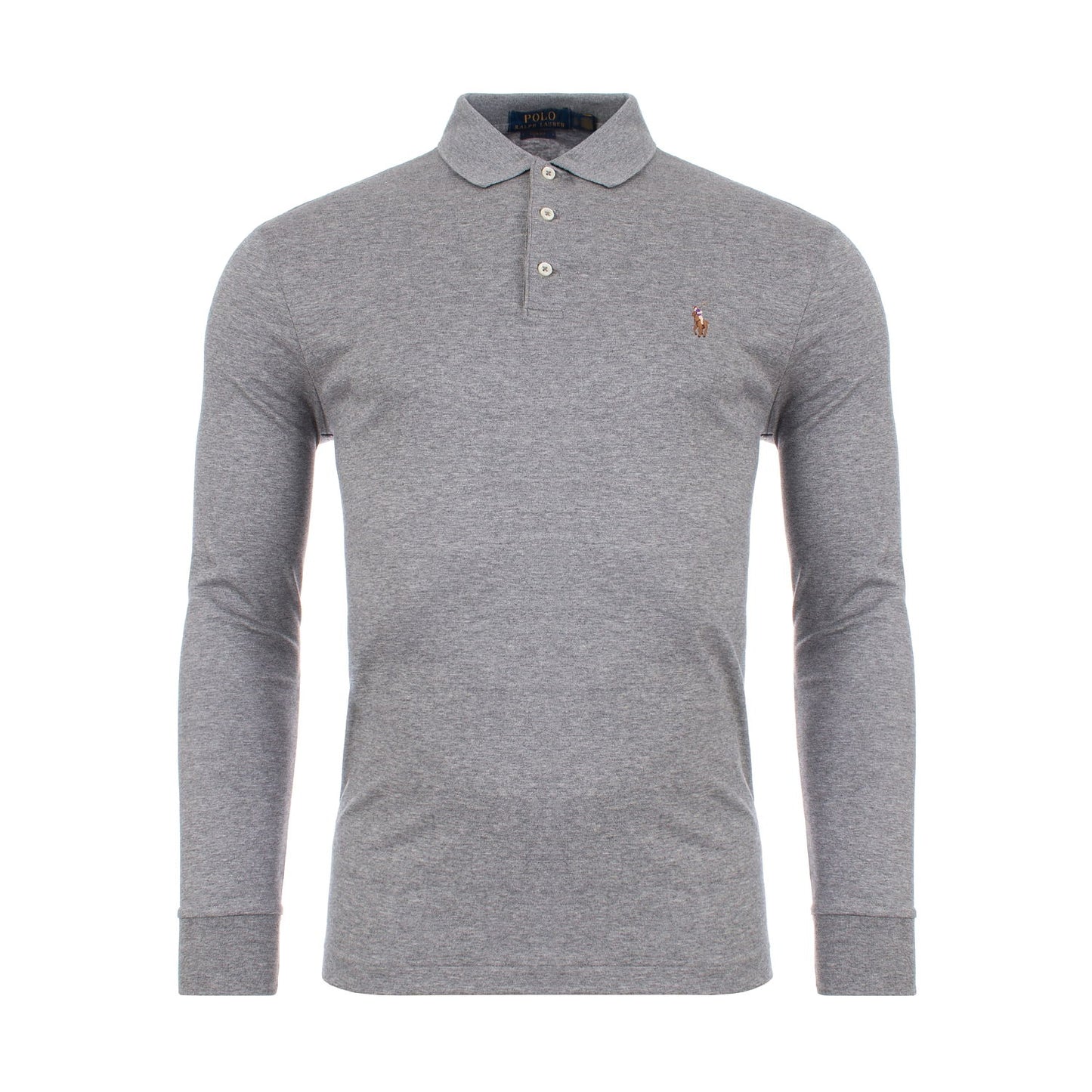 Polo Ralph Lauren Mens Grey Long Sleeve Cotton Polo Shirt