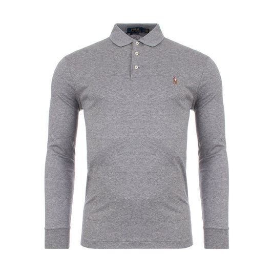 Polo Ralph Lauren Mens Grey Long Sleeve Cotton Polo Shirt