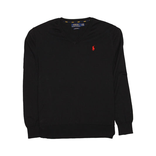 Polo Ralph Lauren Mens Black Pima Cotton V-Neck Sweater