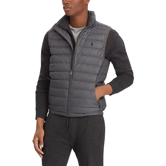 Polo Ralph Lauren Mens Gray Heather Down Packable Puffy Vest