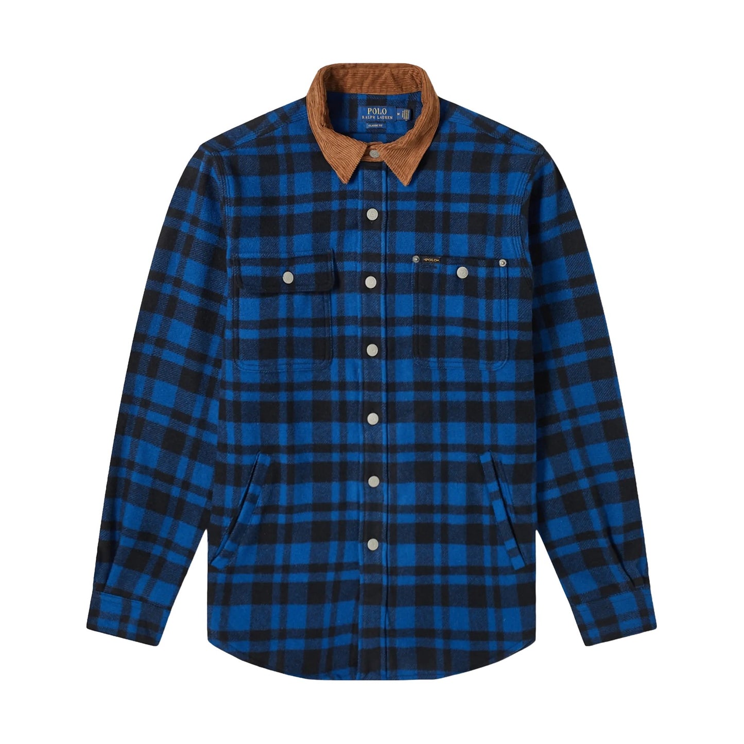 Polo Ralph Lauren Mens Blue Buffalo Plaid Flannel Western Shirt Jacket
