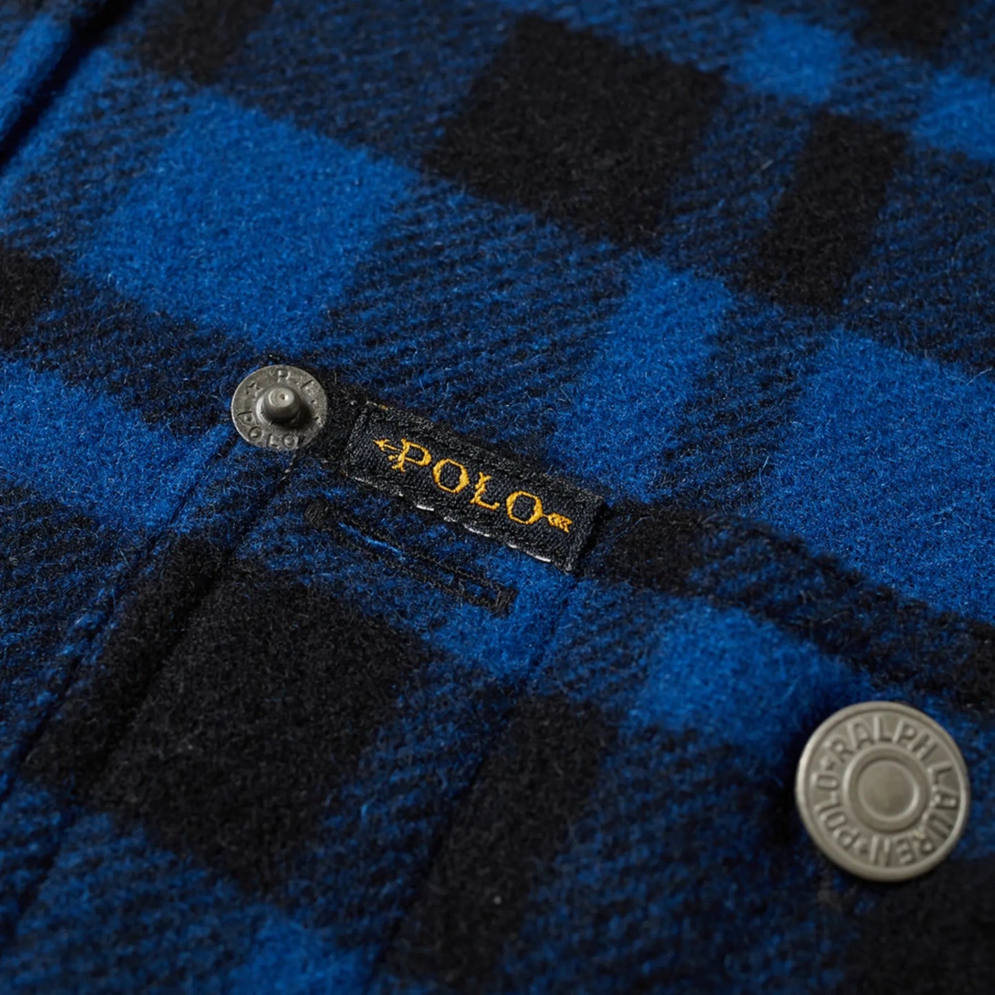 Polo Ralph Lauren Mens Blue Buffalo Plaid Flannel Western Shirt Jacket