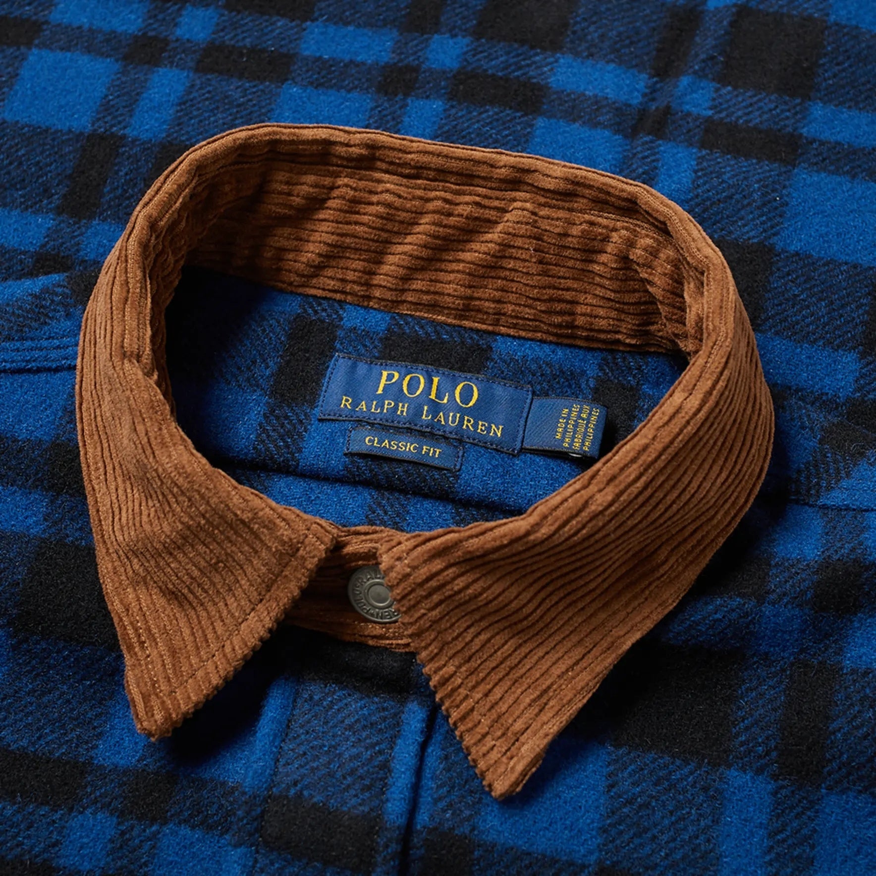 Polo Ralph Lauren Mens Blue Buffalo Plaid Flannel Western Shirt Jacket