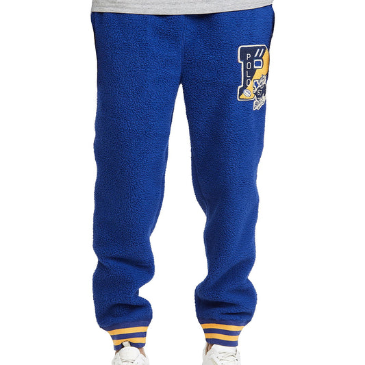 Polo Ralph Lauren Mens Blue Letterman Sherpa Sweatpants