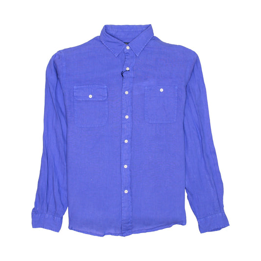Polo Ralph Lauren Mens Blue Linen Classic Fit Button Down Shirt