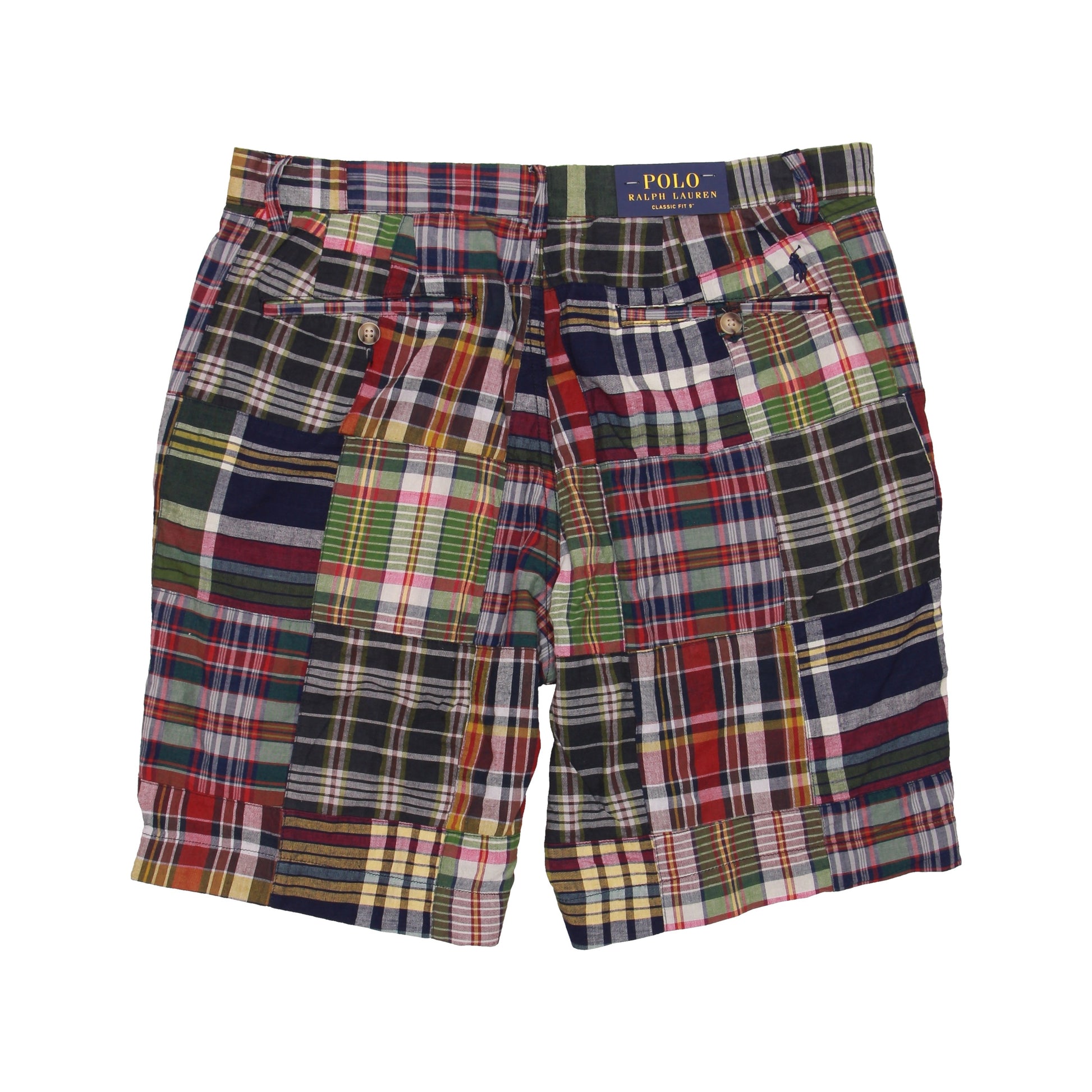Polo Ralph Lauren Mens Multi-Colored Patch Plaid Flat Front Walking Shorts