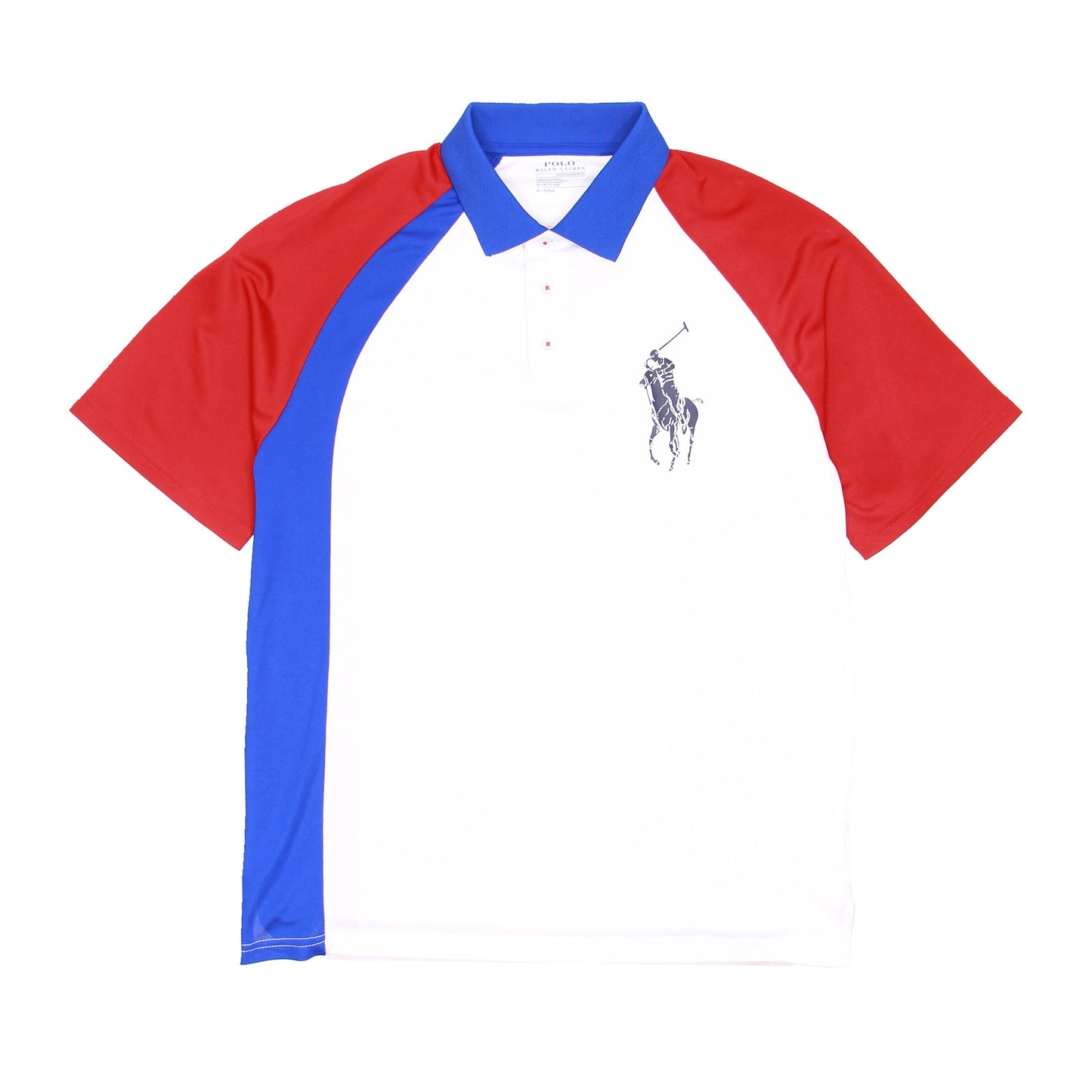 POLO Ralph Lauren 'Performance' Mens Red/White/Blue Color Block Polo Shirt