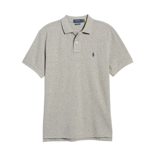 Polo Ralph Lauren Mens Grey Custom Slim Fit Mesh Polo Shirt