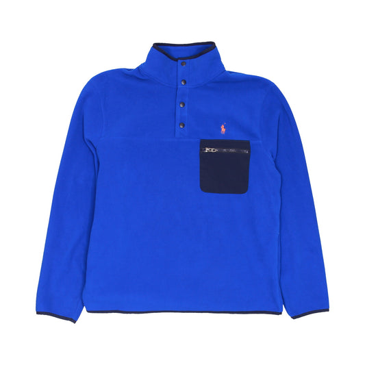Polo Ralph Lauren Mens Royal Blue Mock Neck Pullover Fleece Jacket
