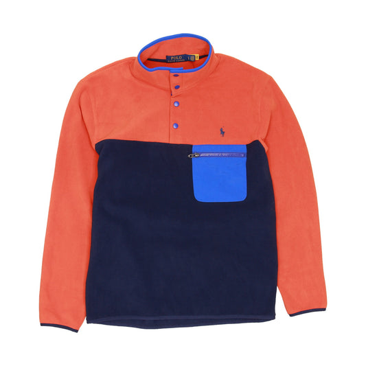 Polo Ralph Lauren Mens Orange Mockneck Fleece Jacket