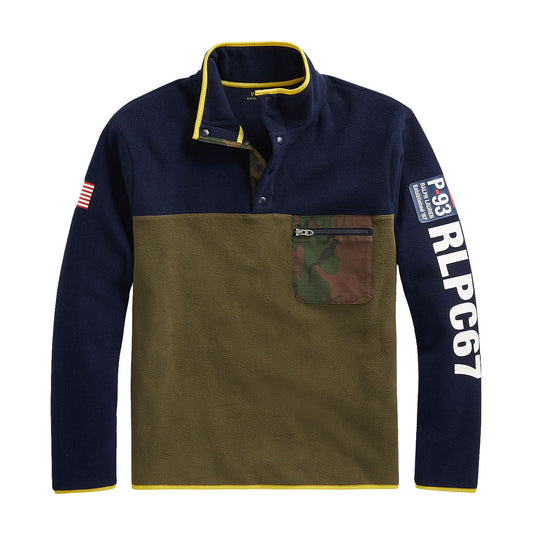 Polo Ralph Lauren Mens Blue Mockneck Pullover Fleece Jacket