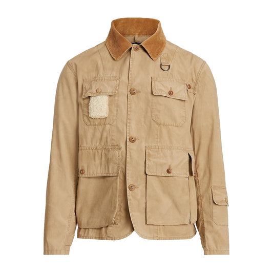 Polo Ralph Lauren Mens Desert Khaki Shearling-Patch Wading Jacket