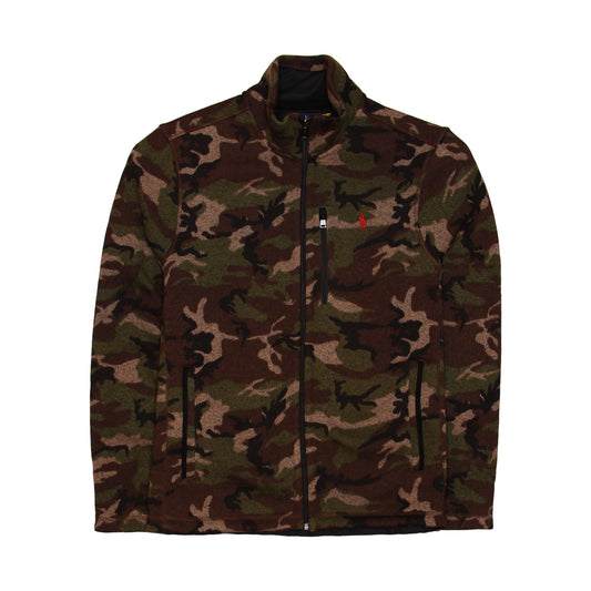Polo Ralph Lauren Men's Green Camo Fleece Lined Knit Jacket
