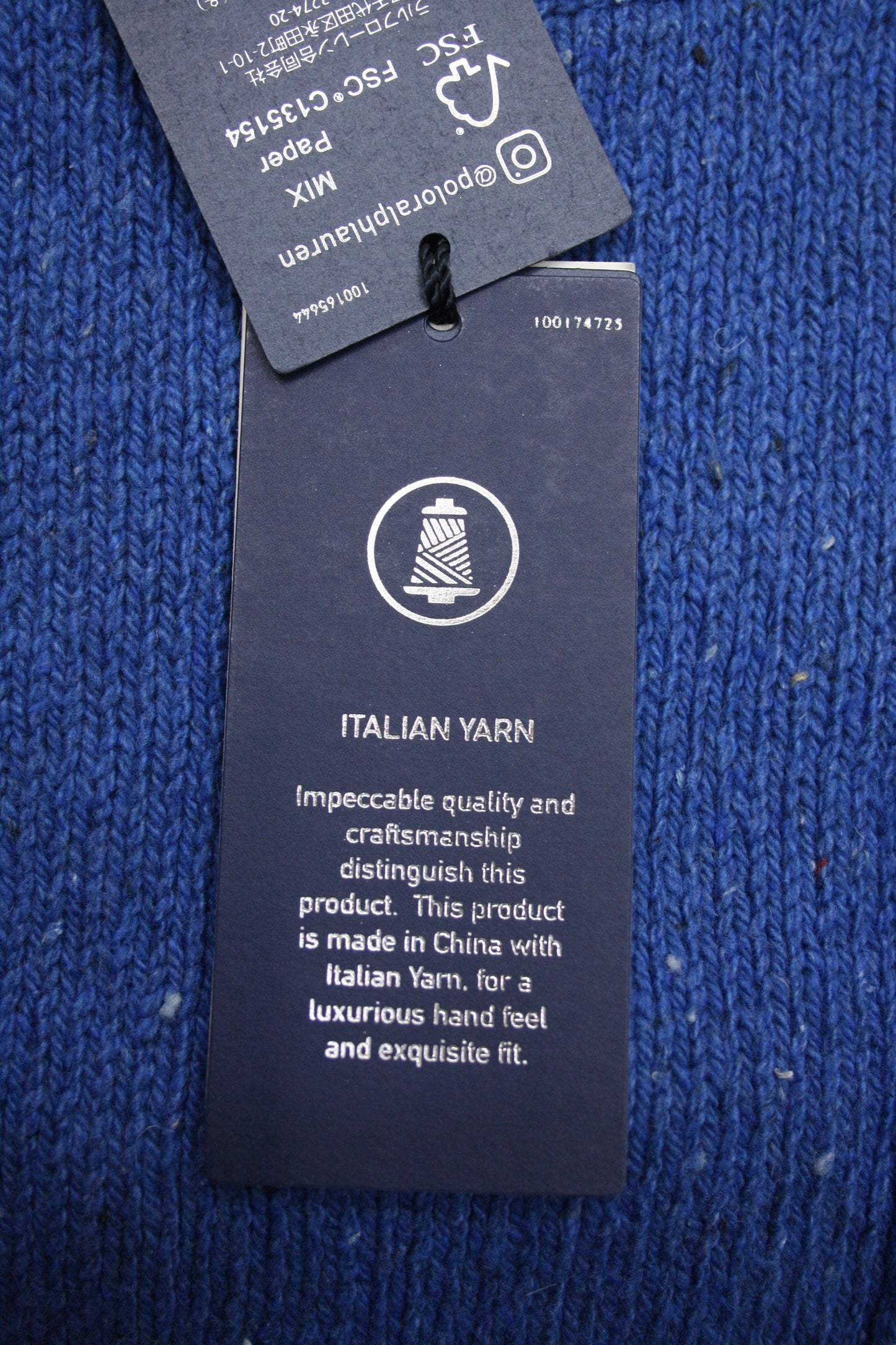 Polo Ralph Lauren Men's Blue Heather Cotton Patch Pocket Crew Neck Sweater