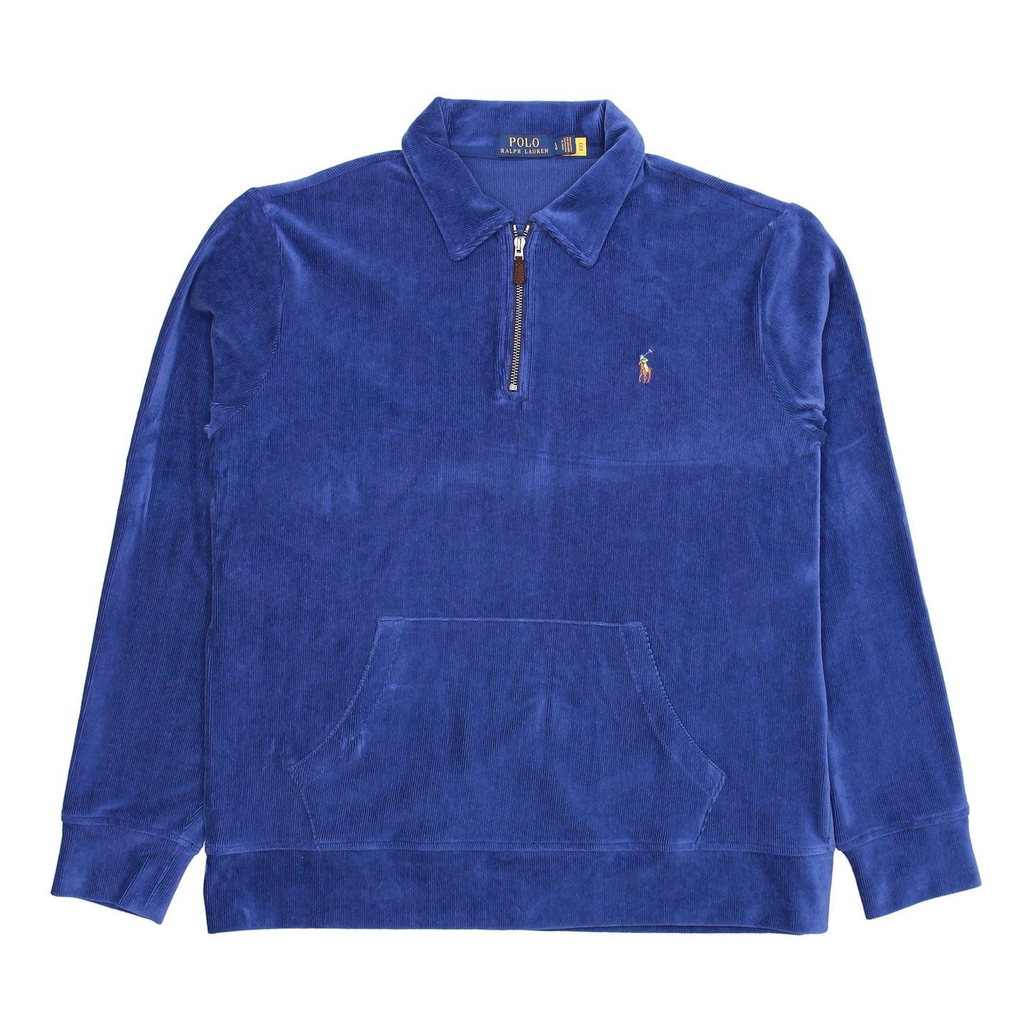 Polo Ralph Lauren Men's Harrison Blue Knit Corduroy Quarter-Zip Pullover Jacket