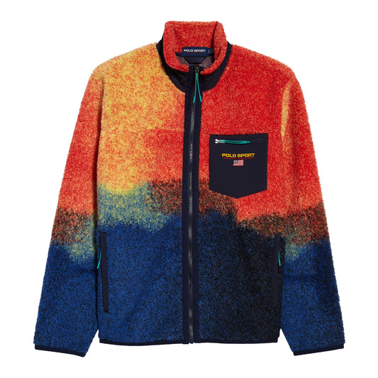 Polo Sport Ralph Lauren Mens Orange/Blue Rainbow Ombre Fleece Jacket