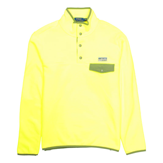 Polo Ralph Lauren Mens Safety Yellow Half Snap Brushed Fleece Pullover