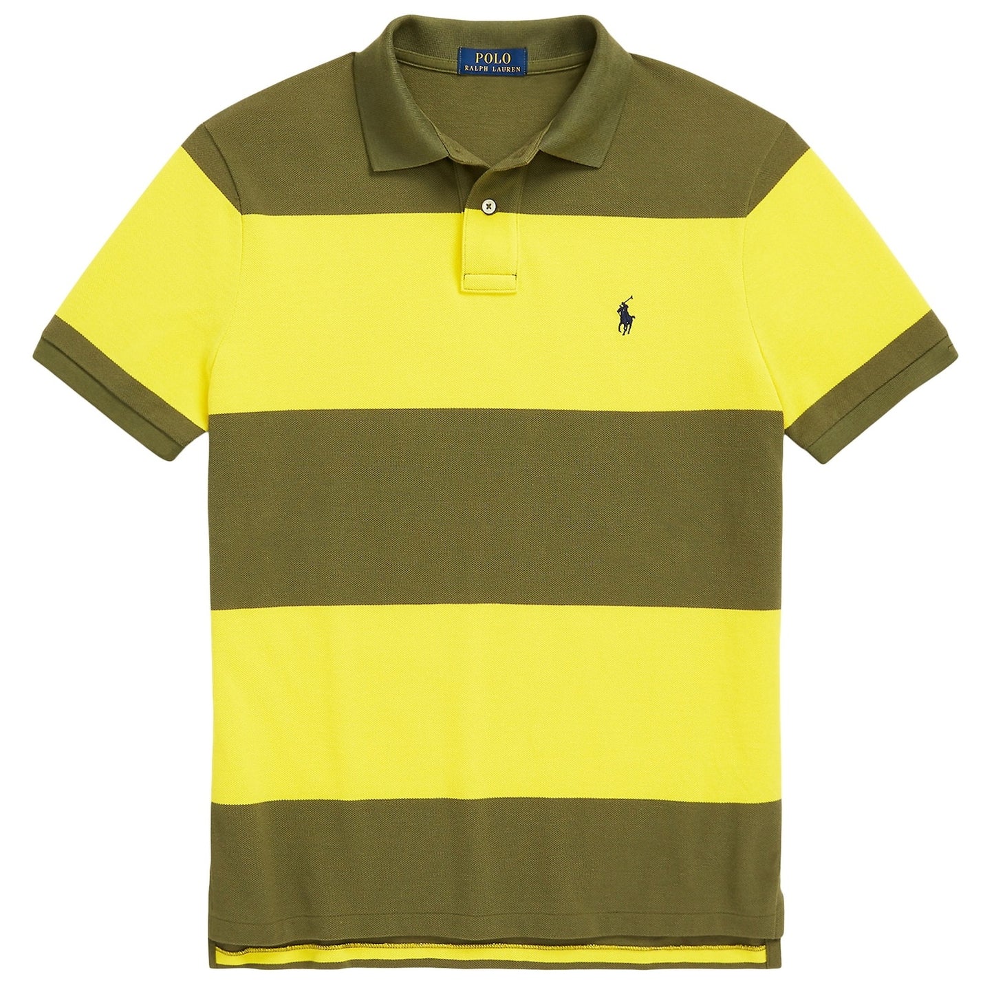 Polo Ralph Lauren Men's Yellow/Dark Green Striped Classic Fit Polo Shirt