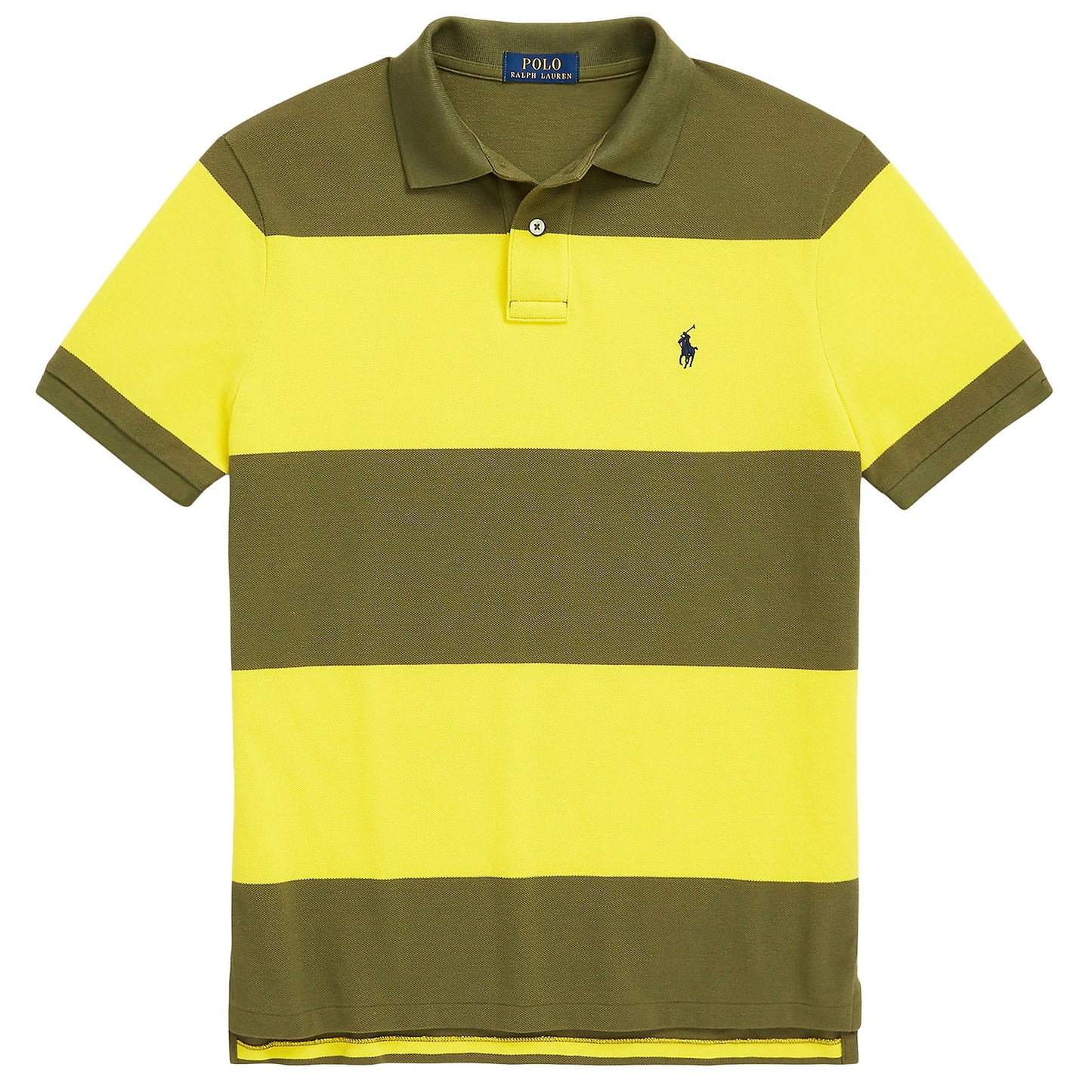 Polo Ralph Lauren Men's Yellow/Dark Green Striped Classic Fit Polo Shirt