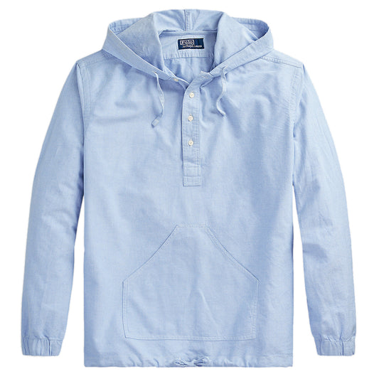 Polo Ralph Lauren Men's Blue Classic Fit Oxford Hooded Popover Shirt