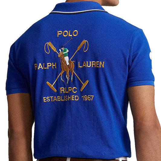 Polo Ralph Lauren Men's Blue Crest Classic Fit Mesh Polo Shirt