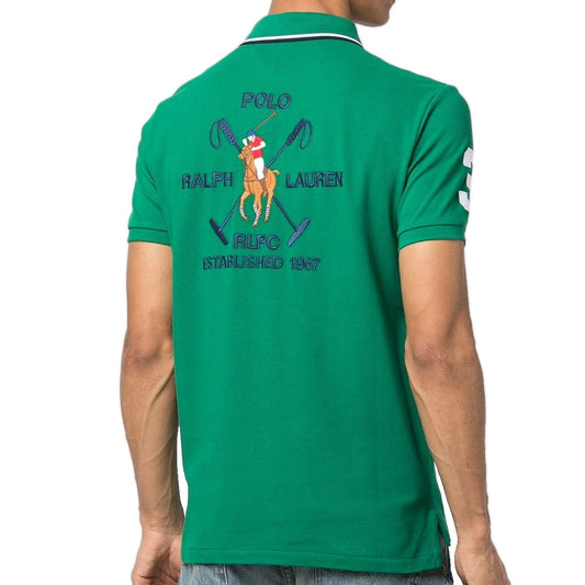 Polo Ralph Lauren Men's Classic Fit Green Large Crest Mesh Polo Shirt